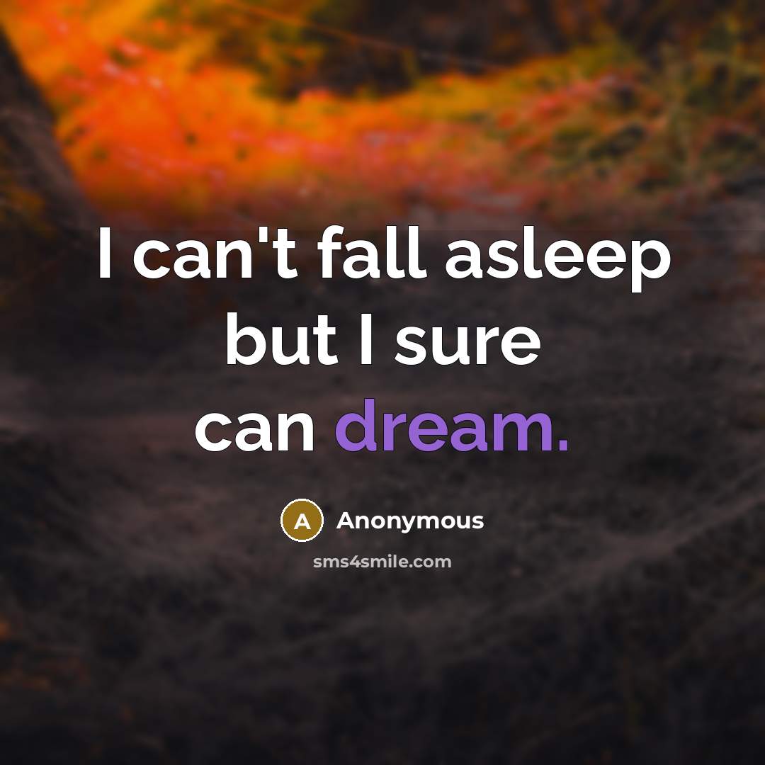 “I can't fall asleep but I sure can dream.” quote by Anonymous