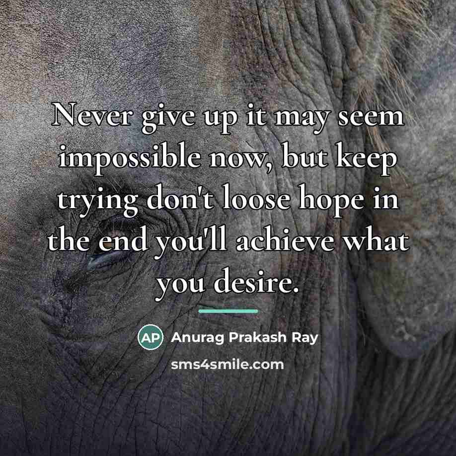 “Never give up it may seem impossible now, but keep…” quote by Anurag Prakash Ray