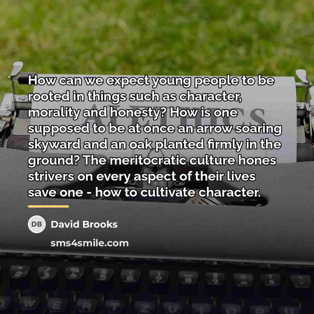 “How can we expect young people to be rooted in…” quote by David Brooks
