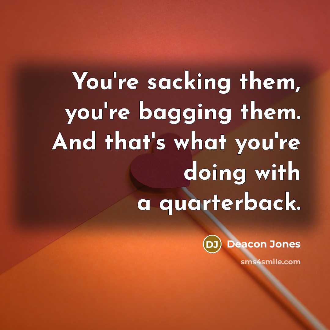 “You're sacking them, you're bagging them. And that's what you're doing with a quarterback.” quote by Deacon Jones