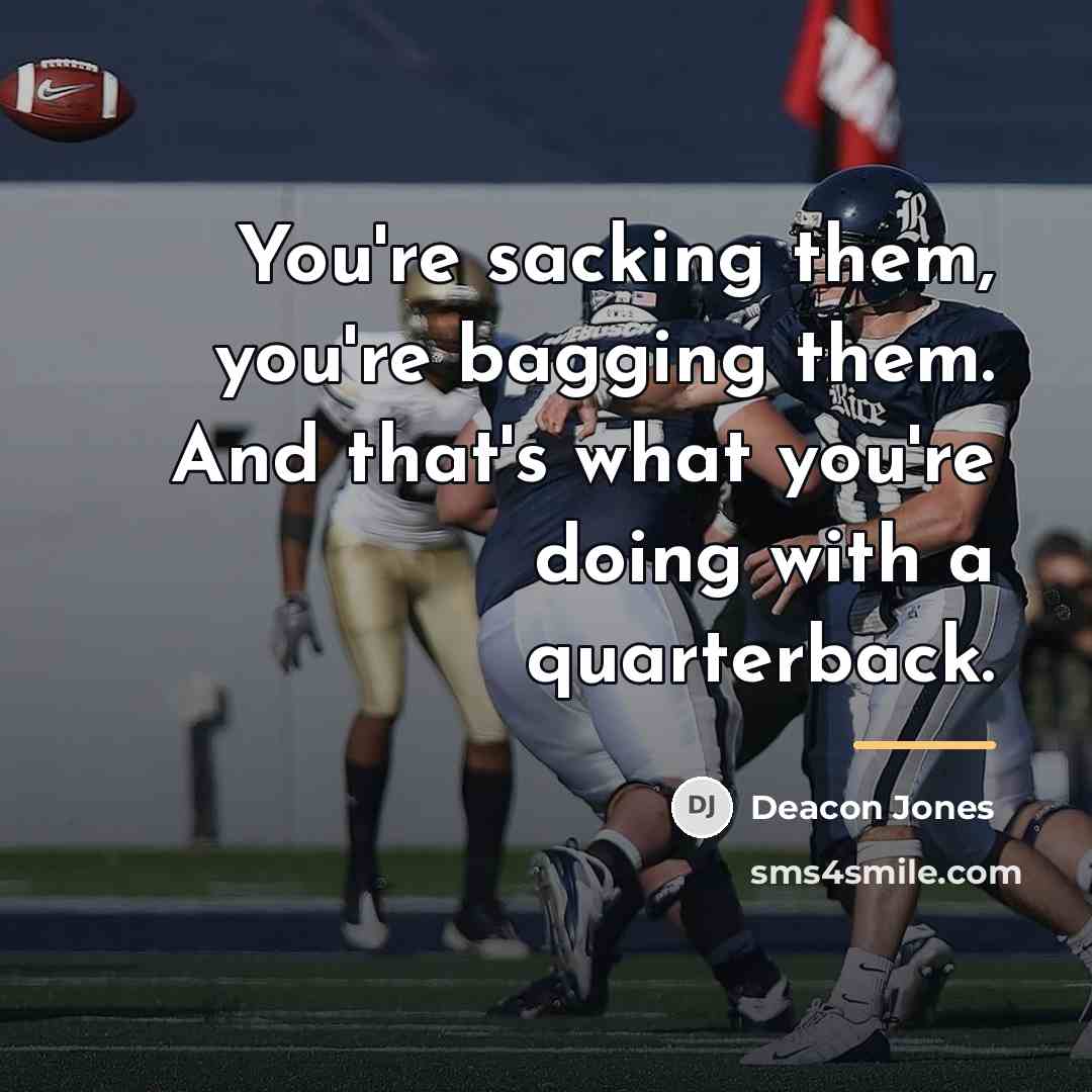 “You're sacking them, you're bagging them. And that's what you're…” quote by Deacon Jones