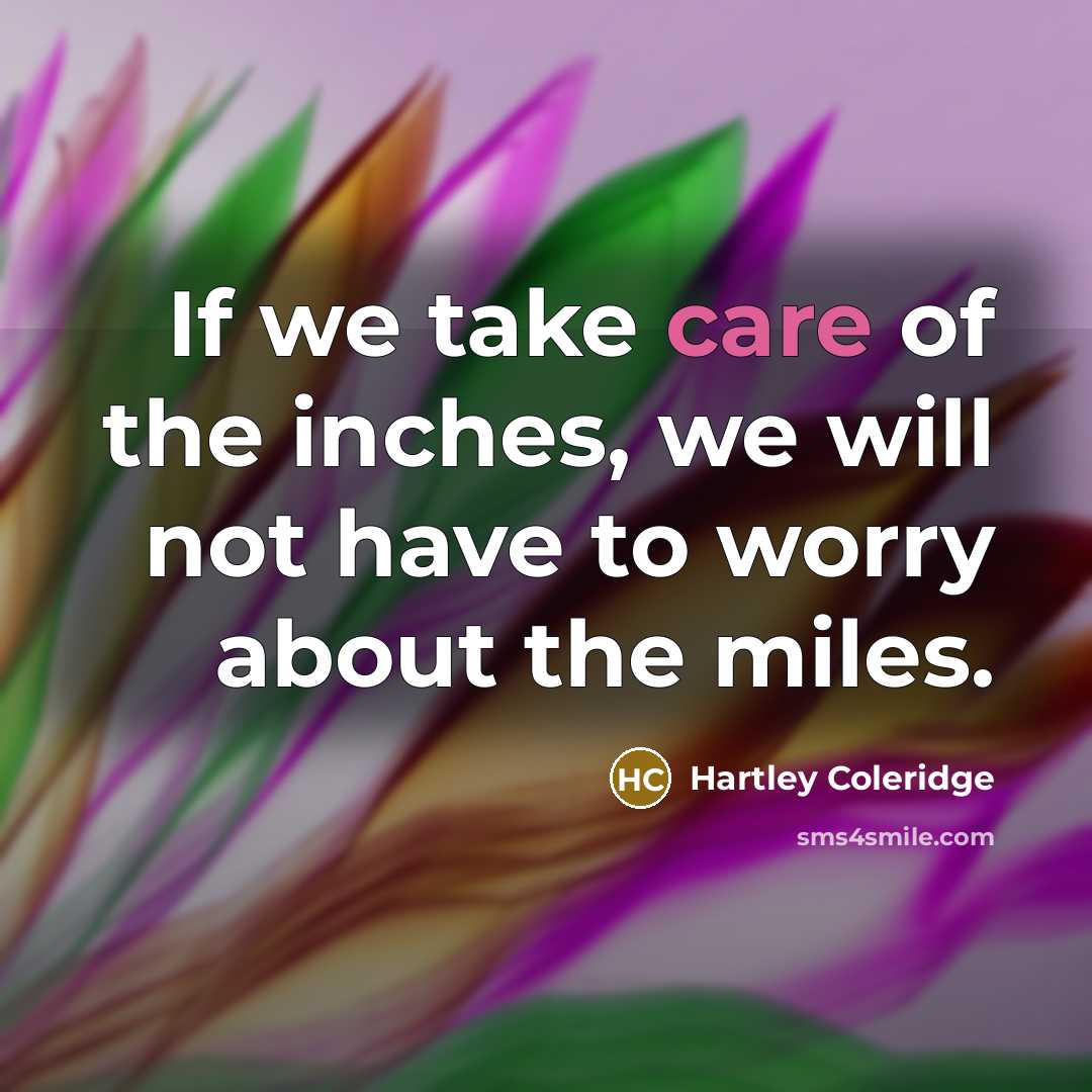 “If we take care of the inches, we will not…” quote by Hartley Coleridge