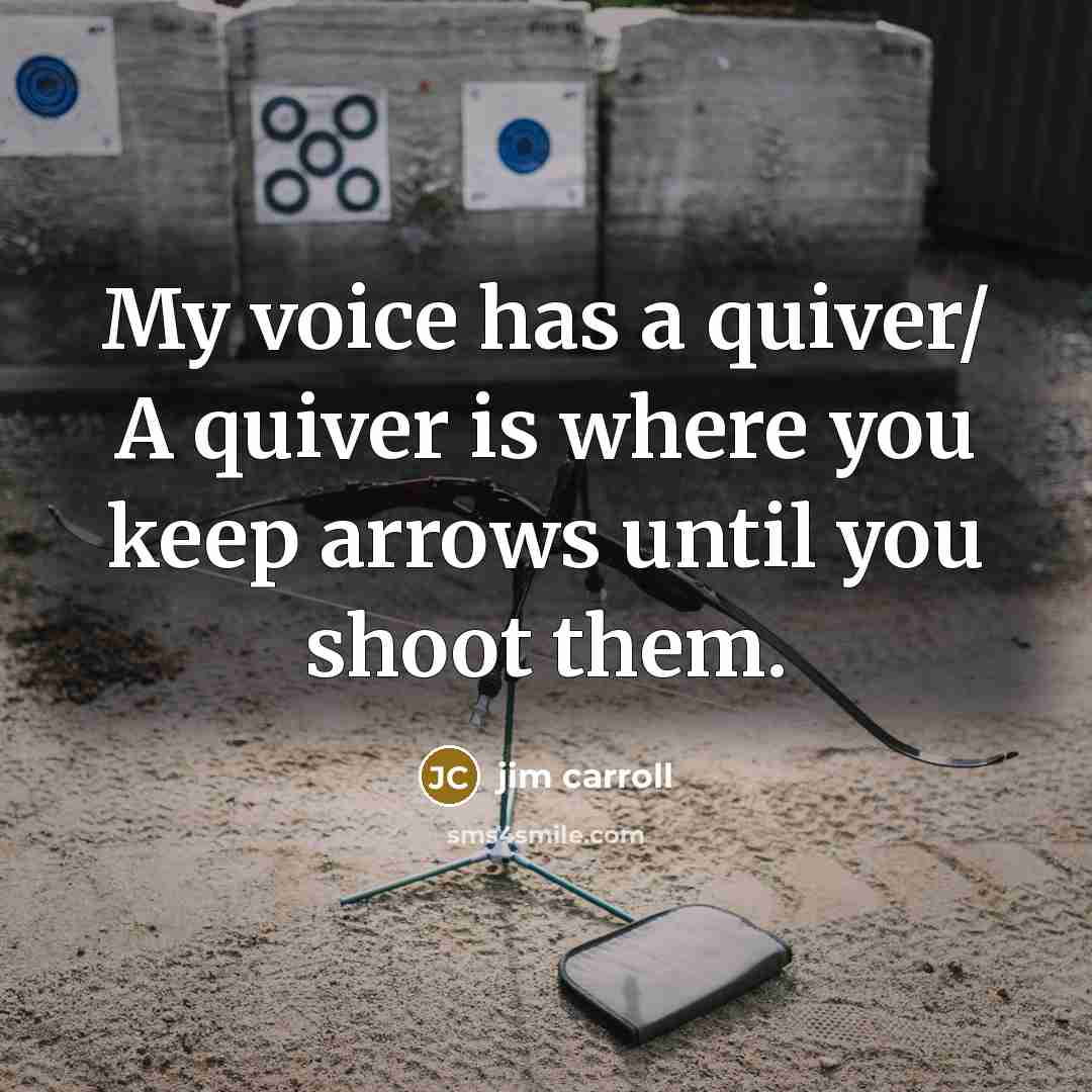 “My voice has a quiver/ A quiver is where you…” quote by Jim Carroll