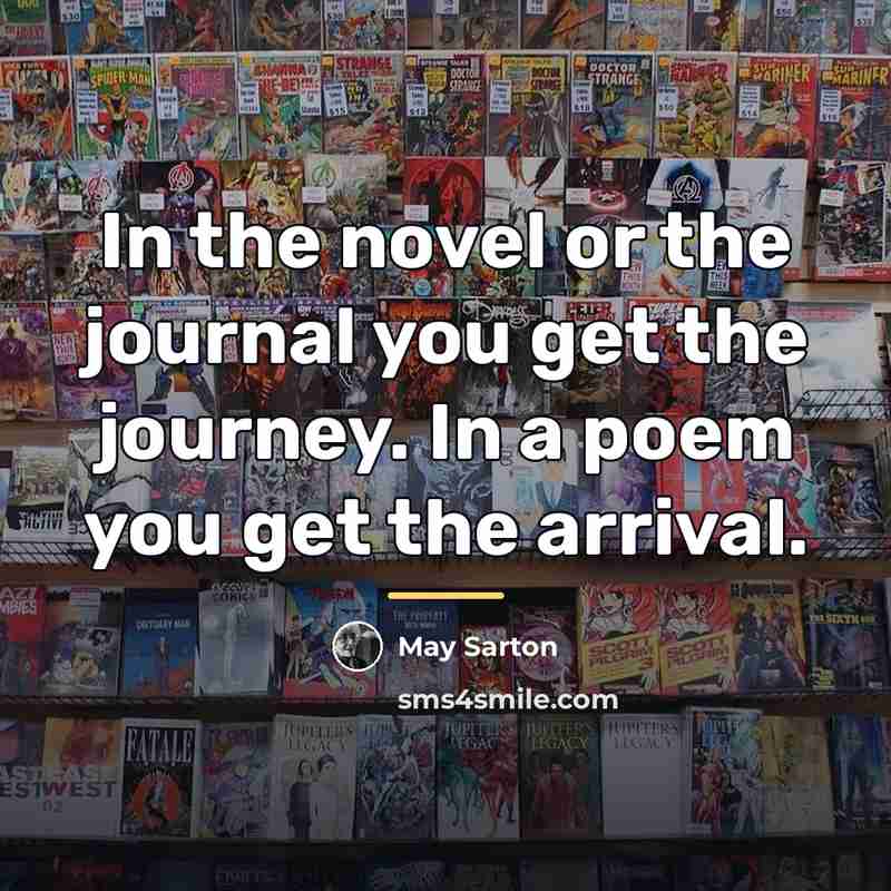 “In the novel or the journal you get the journey.…” quote by May Sarton