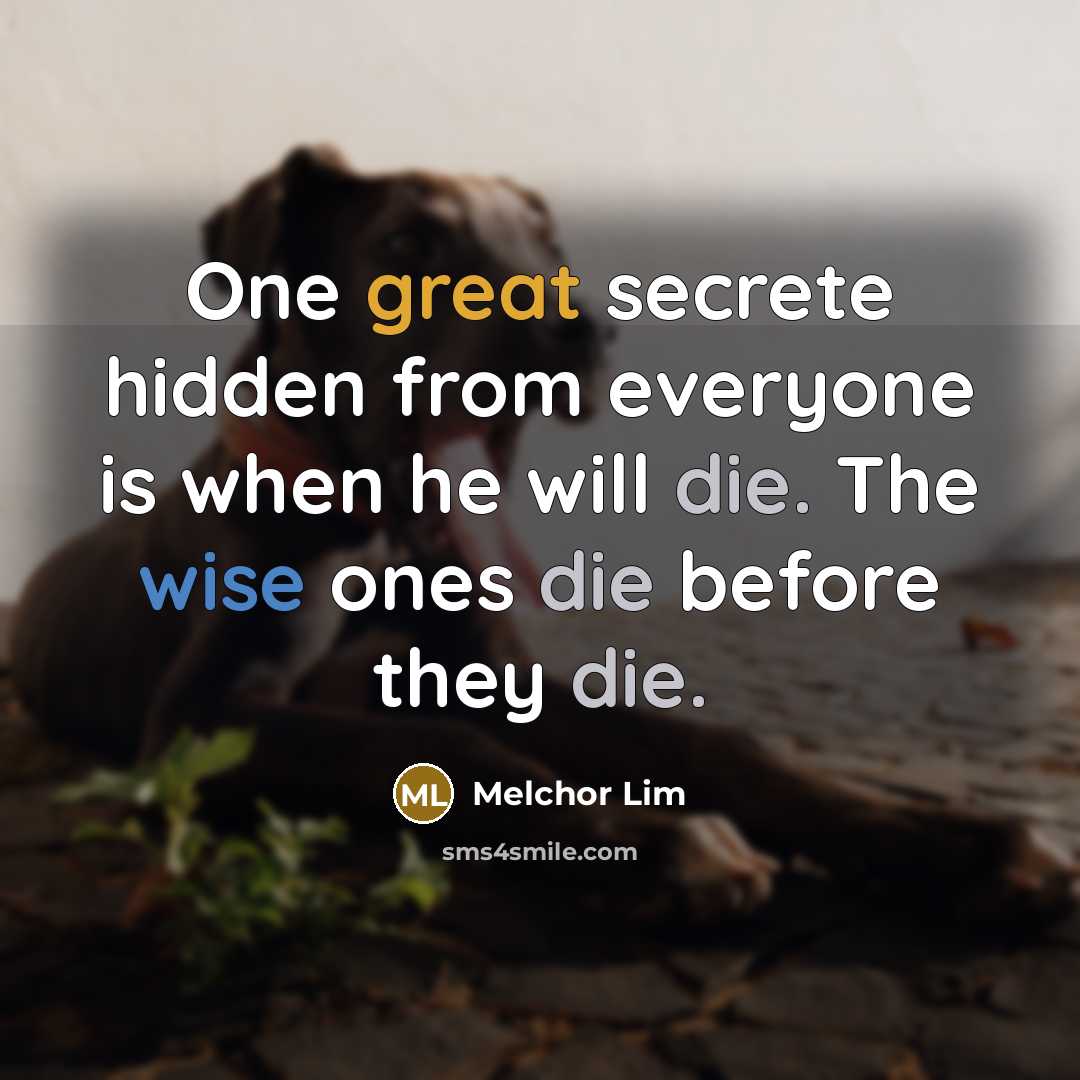 “One great secrete hidden from everyone is when he will…” quote by Melchor Lim