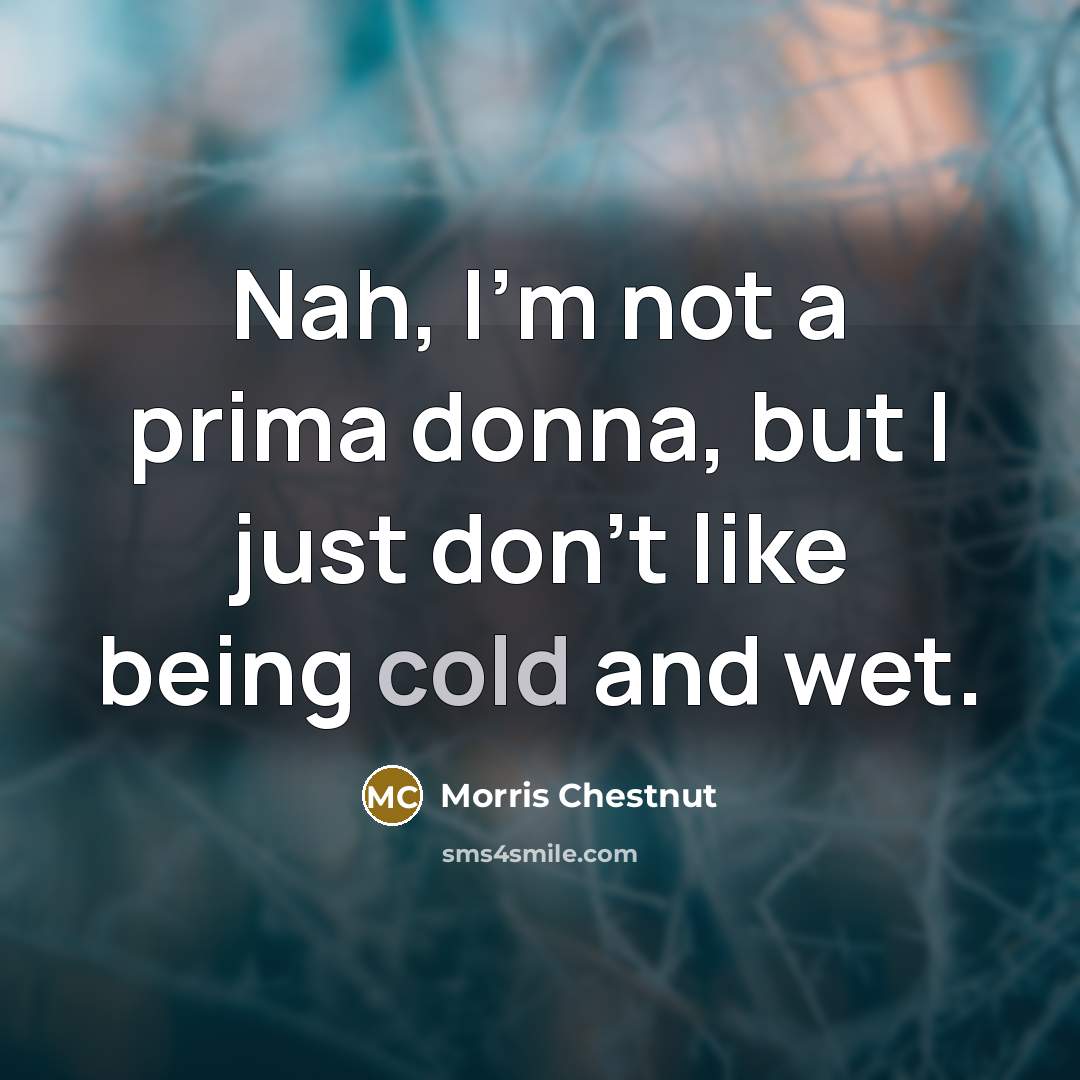 “Nah, I'm not a prima donna, but I just don't…” quote by Morris Chestnut