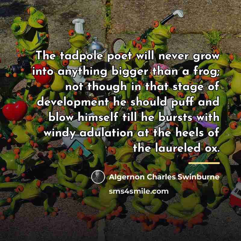 “The tadpole poet will never grow into anything bigger than…” quote by Algernon Charles Swinburne