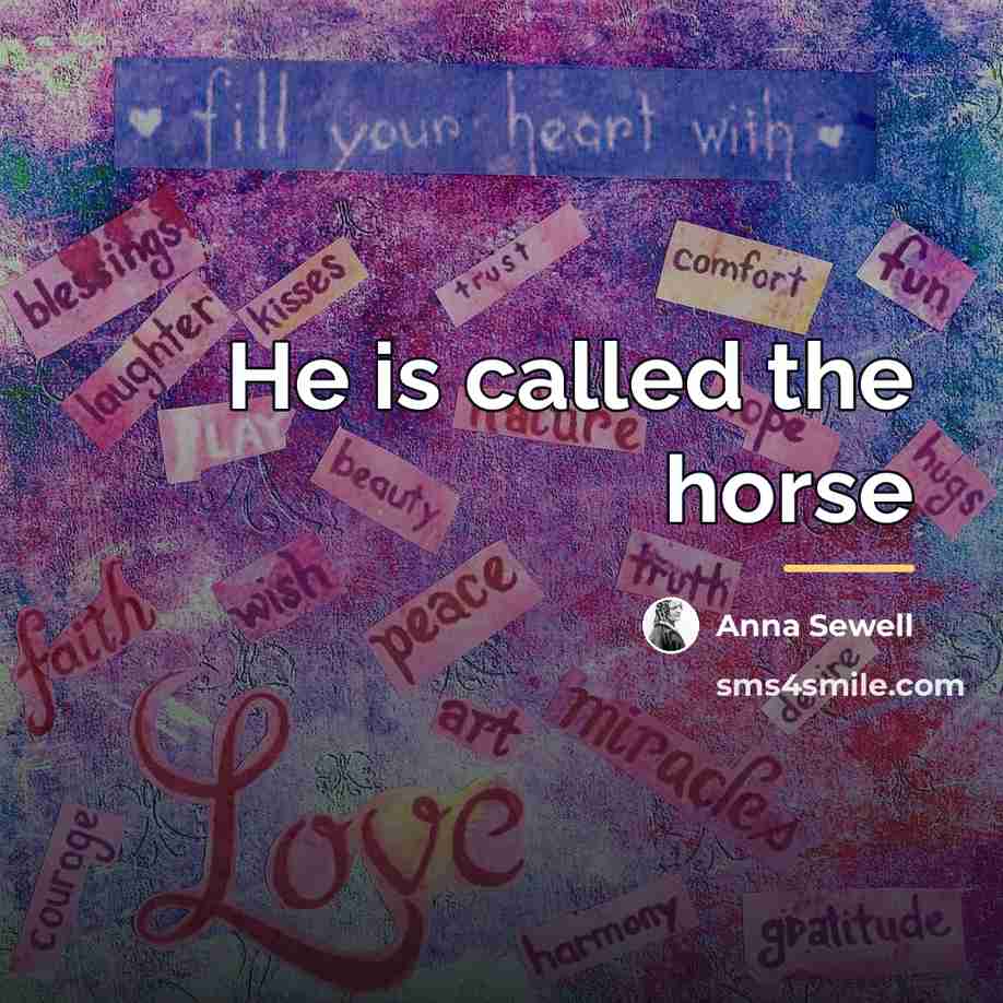 “He is called the horse…” quote by Anna Sewell