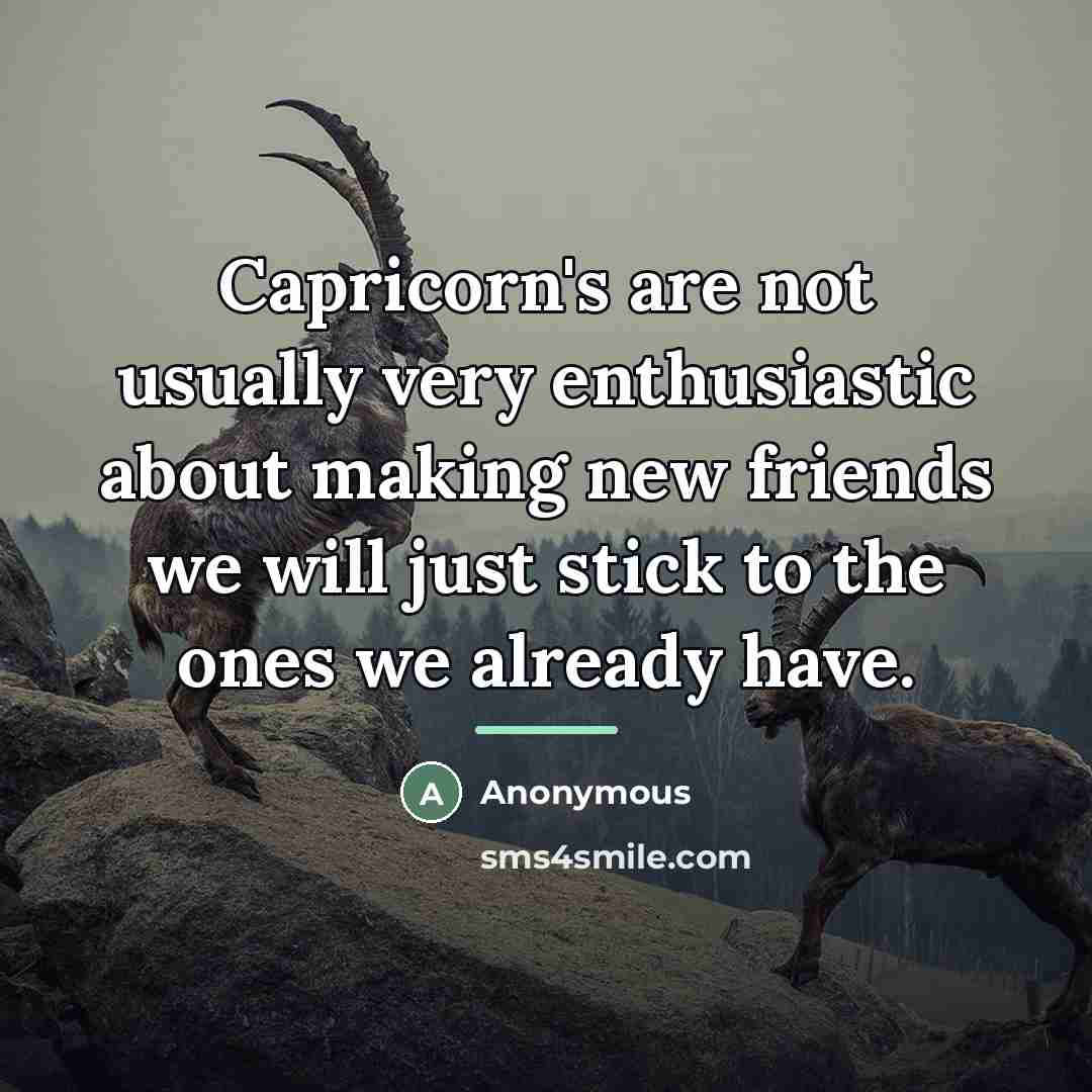 “Capricorn's are not usually very enthusiastic about making new friends…” quote by Anonymous
