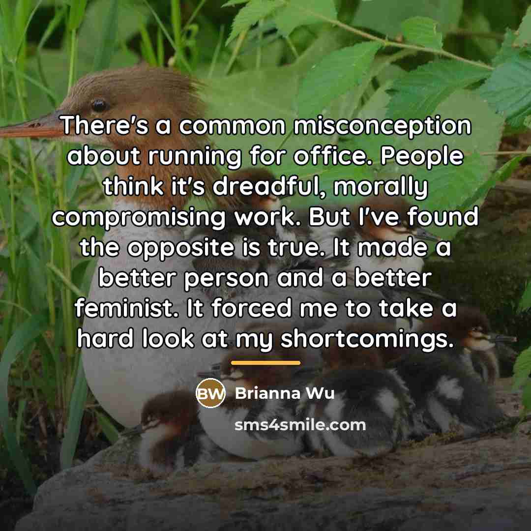“There's a common misconception about running for office. People think…” quote by Brianna Wu
