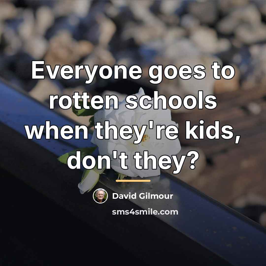 “Everyone goes to rotten schools when they're kids, don't they?…” quote by David Gilmour