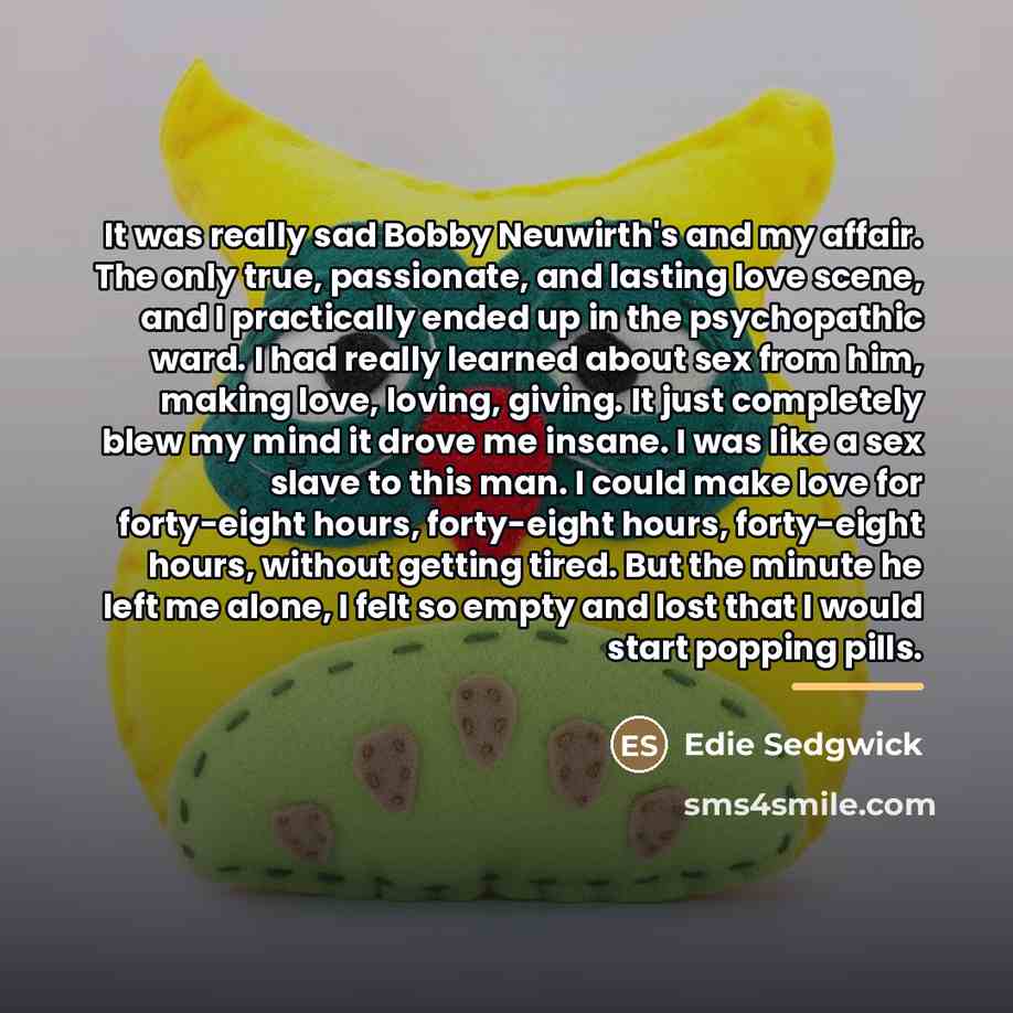 “It was really sad Bobby Neuwirth's and my affair. The…” quote by Edie Sedgwick