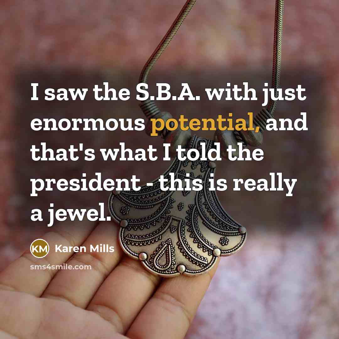 “I saw the S.B.A. with just enormous potential, and that's…” quote by Karen Mills