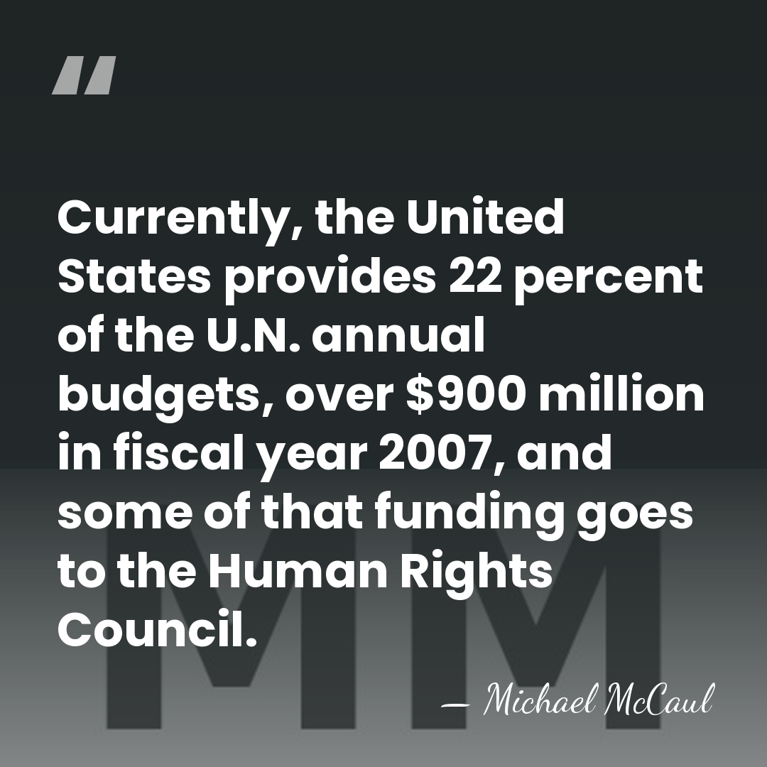 Currently, the United States provides 22 percent of the U.N. annual budgets,&hellip; - Michael McCaul