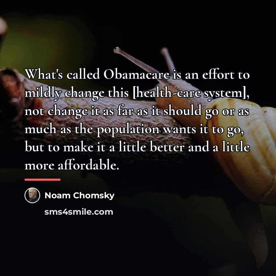 “What's called Obamacare is an effort to mildly change this…” quote by Noam Chomsky