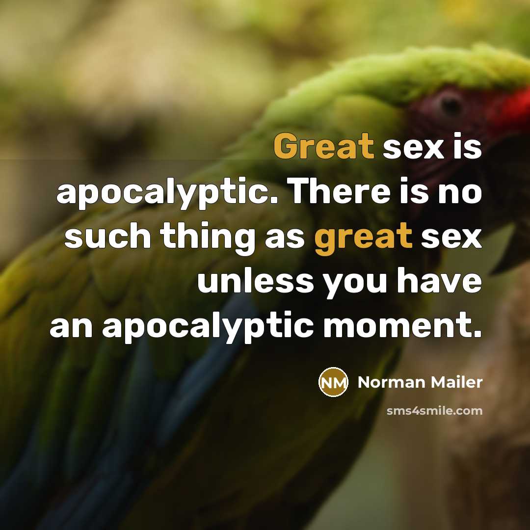 “Great sex is apocalyptic. There is no such thing as…” quote by Norman Mailer