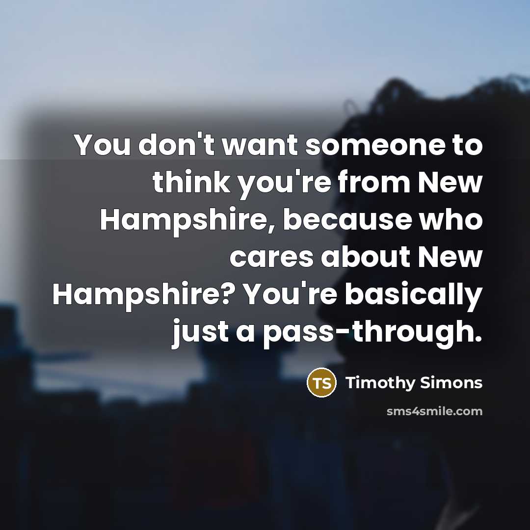 “You don't want someone to think you're from New Hampshire,…” quote by Timothy Simons