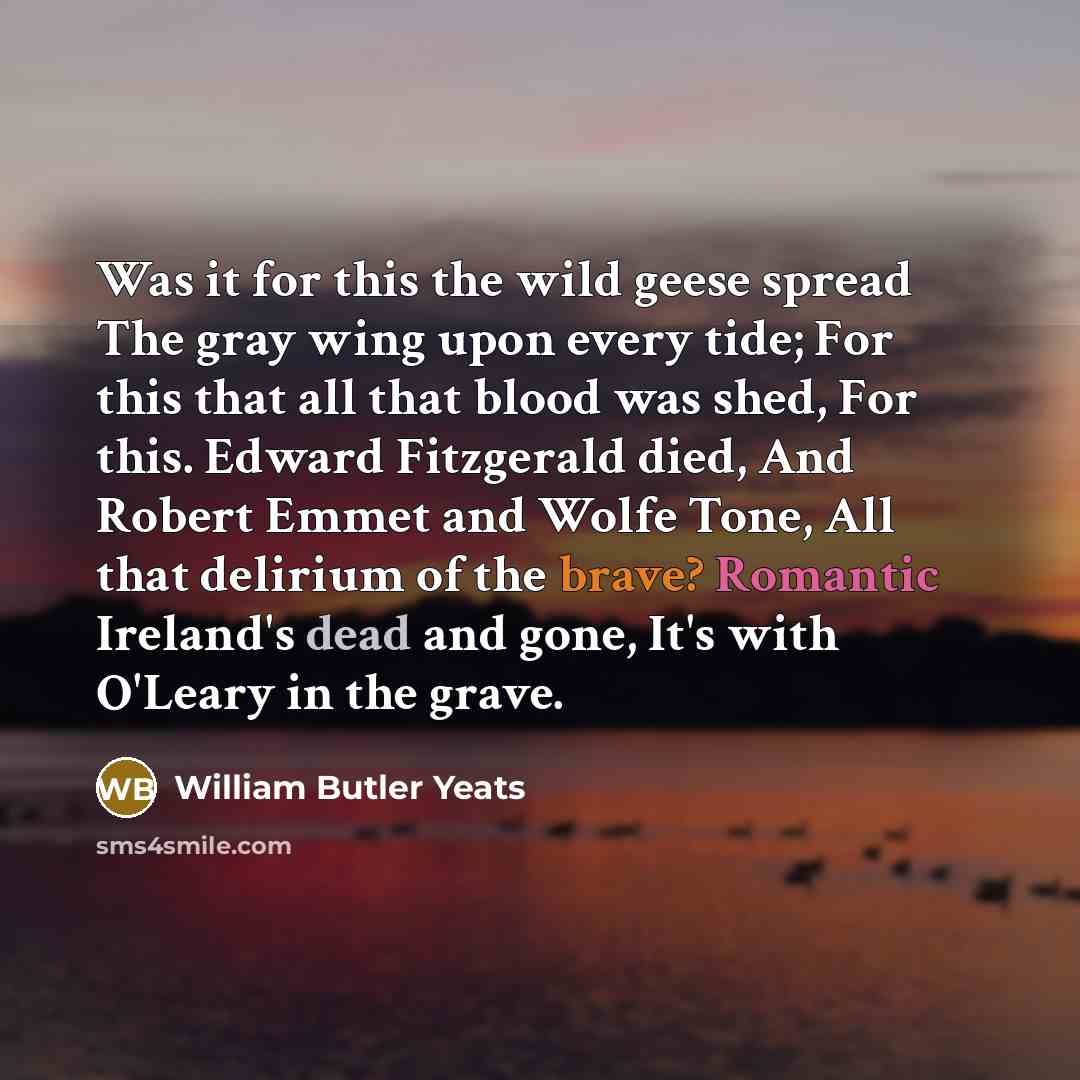 “Was it for this the wild geese spread The gray…” quote by William Butler Yeats