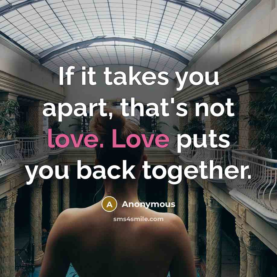 “If it takes you apart, that's not love. Love puts…” quote by Anonymous