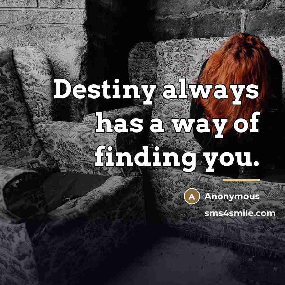 “Destiny always has a way of finding you.…” quote by Anonymous