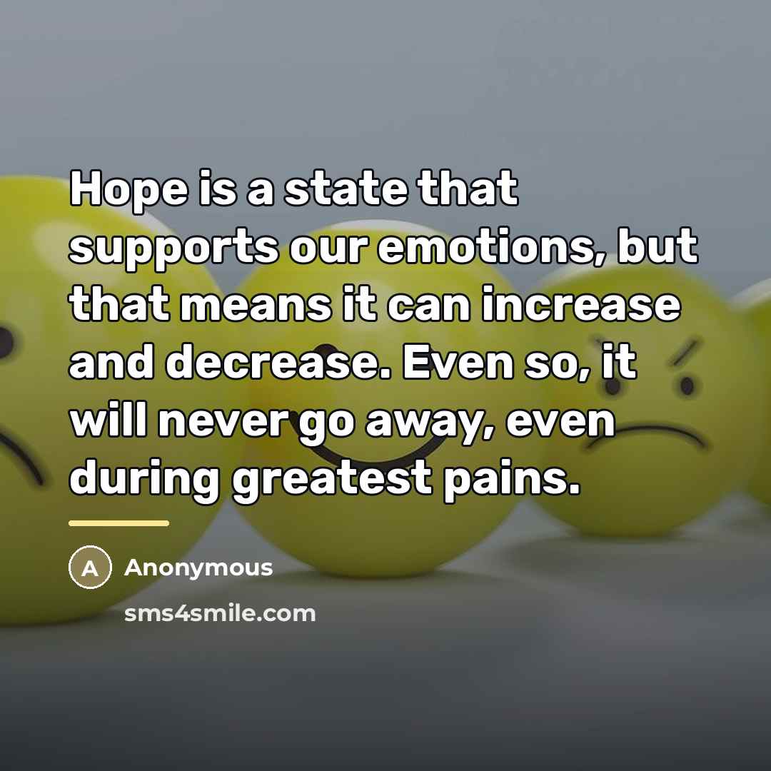 “Hope is a state that supports our emotions, but that…” quote by Anonymous