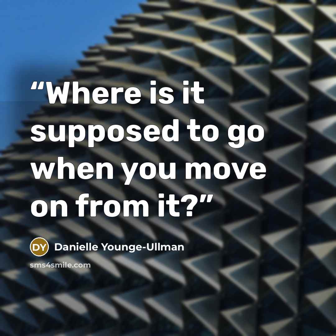 “Where is it supposed to go when you move on from it?” quote by Danielle Younge-Ullman