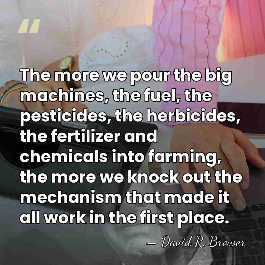 The more we pour the big machines, the fuel, the pesticides, the&hellip; - David R. Brower