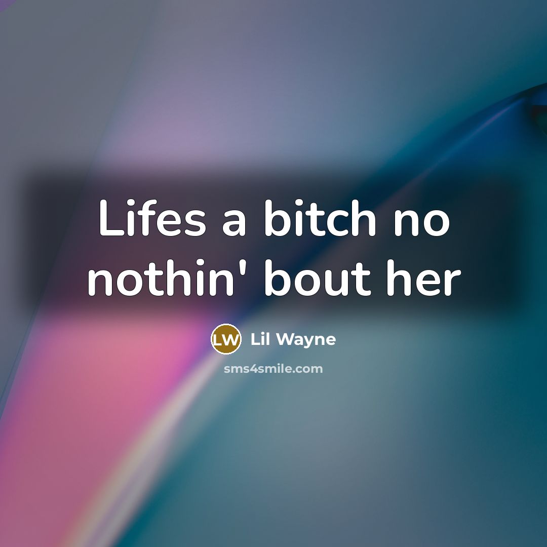 “Lifes a bitch no nothin' bout her…” quote by Lil Wayne