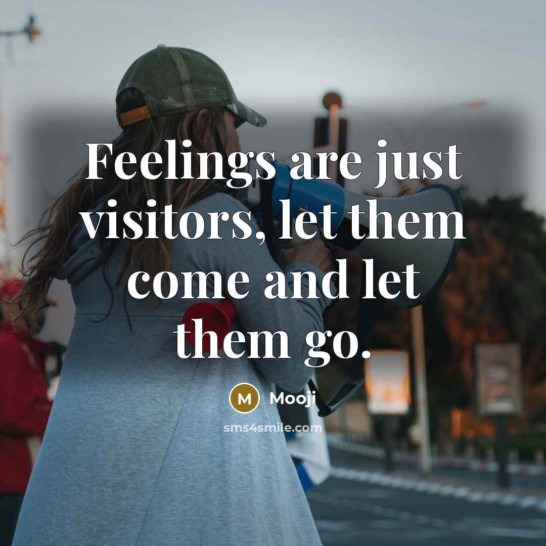 “Feelings are just visitors, let them come and let them…” quote by Mooji