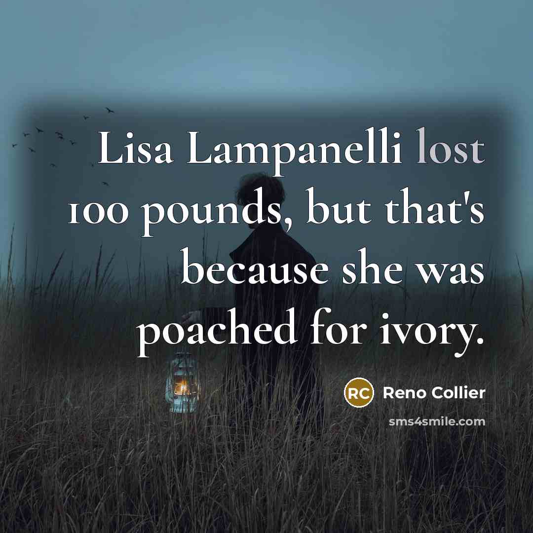“Lisa Lampanelli lost 100 pounds, but that's because she was…” quote by Reno Collier