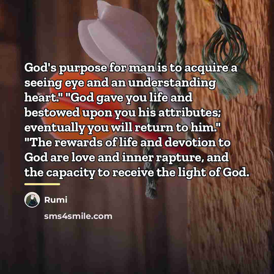 “God's purpose for man is to acquire a seeing eye…” quote by Rumi
