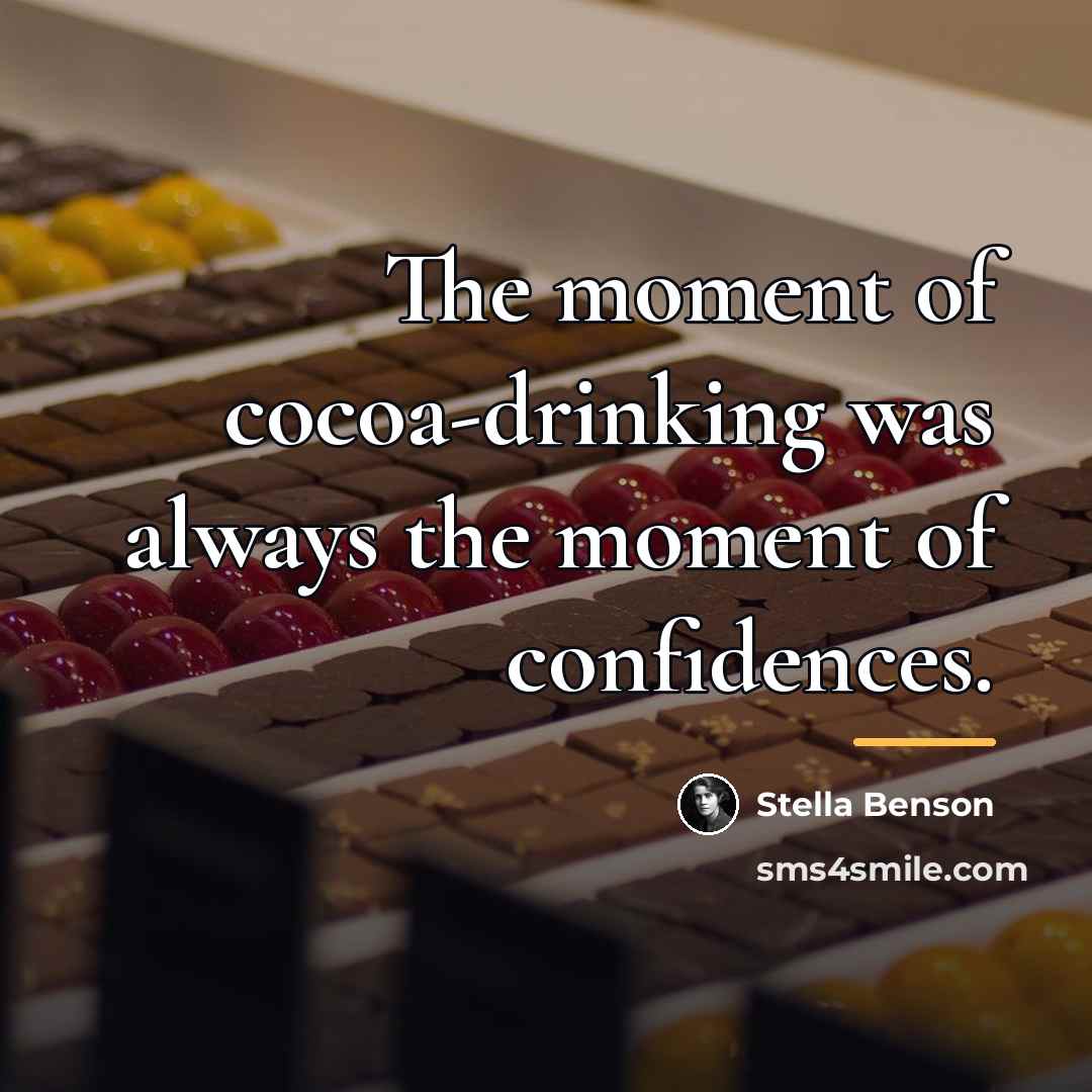 “The moment of cocoa-drinking was always the moment of confidences.…” quote by Stella Benson