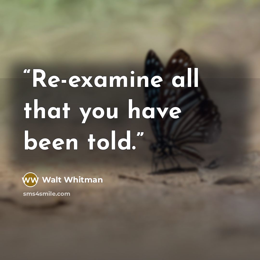 “Re-examine all that you have been told.” quote by Walt Whitman