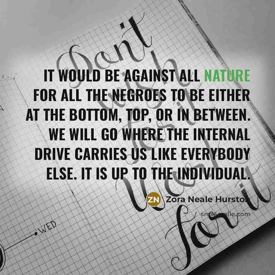 “It would be against all nature for all the Negroes…” quote by Zora Neale Hurston
