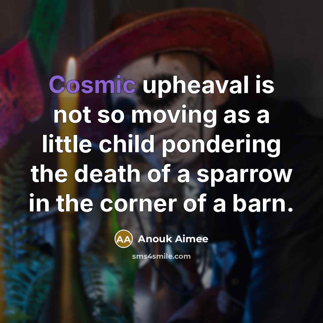 “Cosmic upheaval is not so moving as a little child…” quote by Anouk Aimee