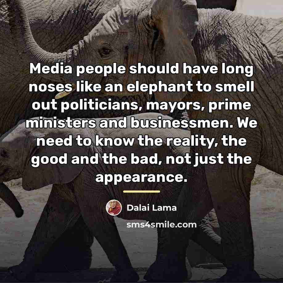 “Media people should have long noses like an elephant to…” quote by Dalai Lama