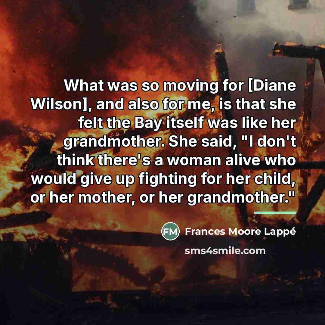 “What was so moving for [Diane Wilson], and also for…” quote by Frances Moore Lappé