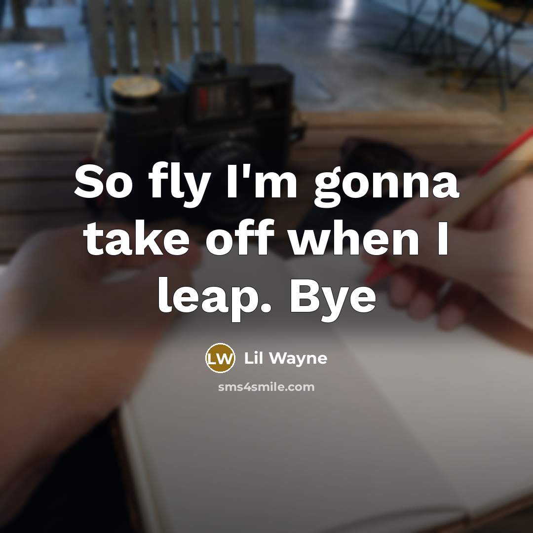 “So fly I'm gonna take off when I leap. Bye…” quote by Lil Wayne