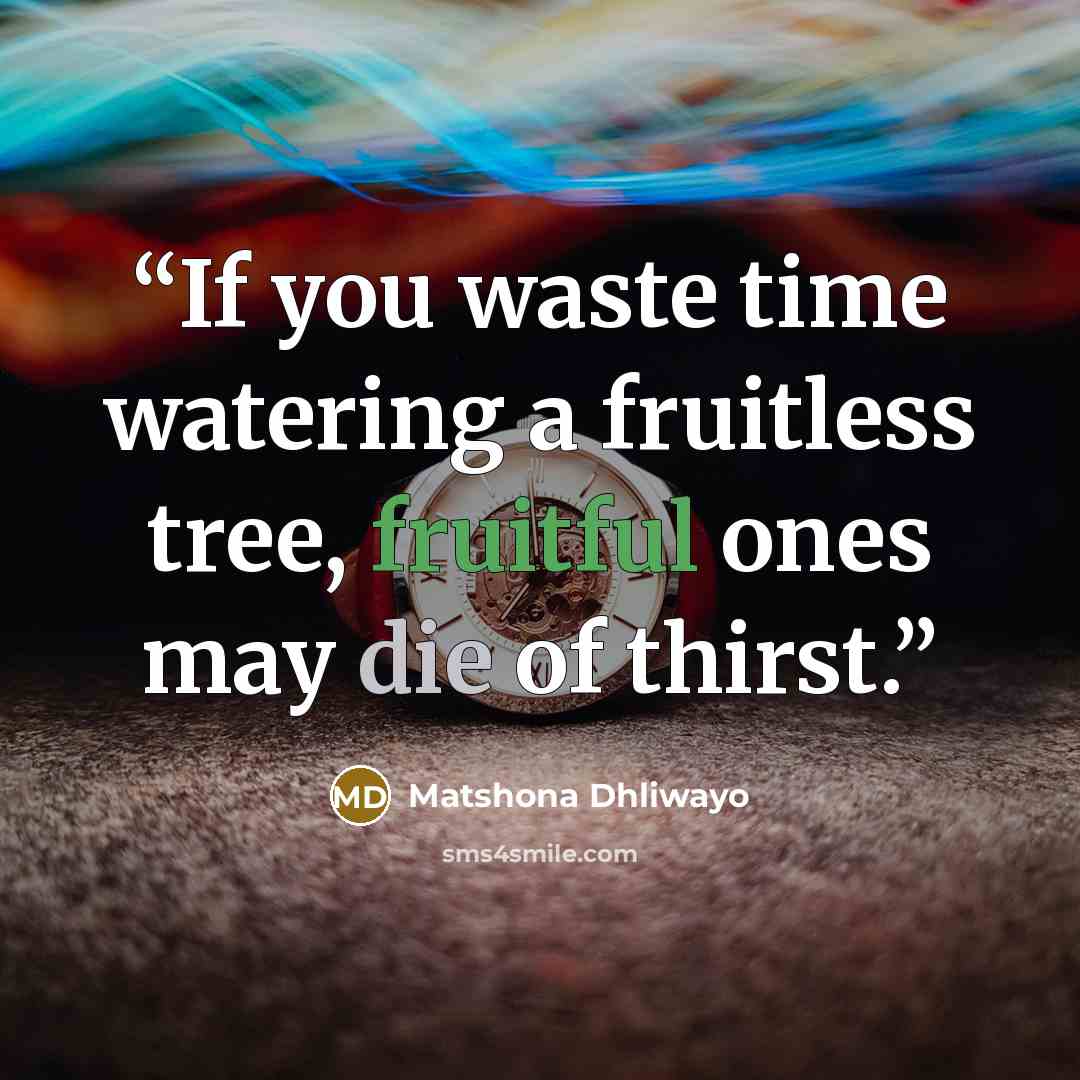 “If you waste time watering a fruitless tree, fruitful ones may die of thirst.” quote by Matshona Dhliwayo