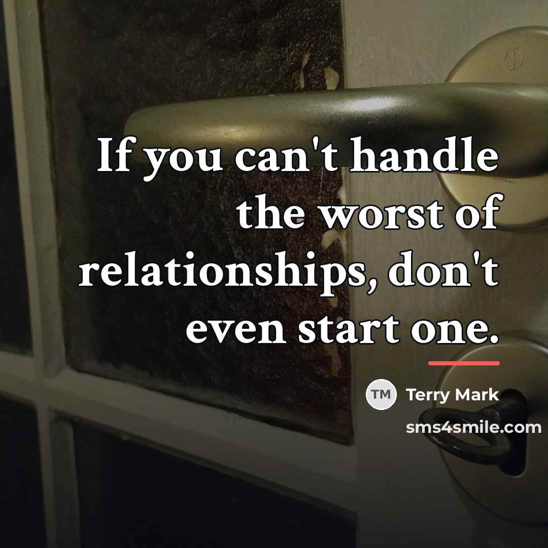 “If you can't handle the worst of relationships, don't even…” quote by Terry Mark