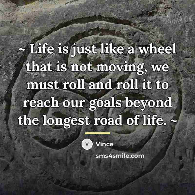 “~ Life is just like a wheel that is not…” quote by Vince