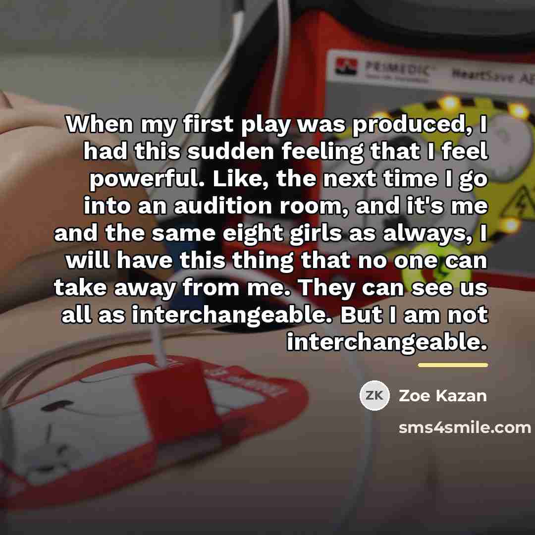 “When my first play was produced, I had this sudden…” quote by Zoe Kazan