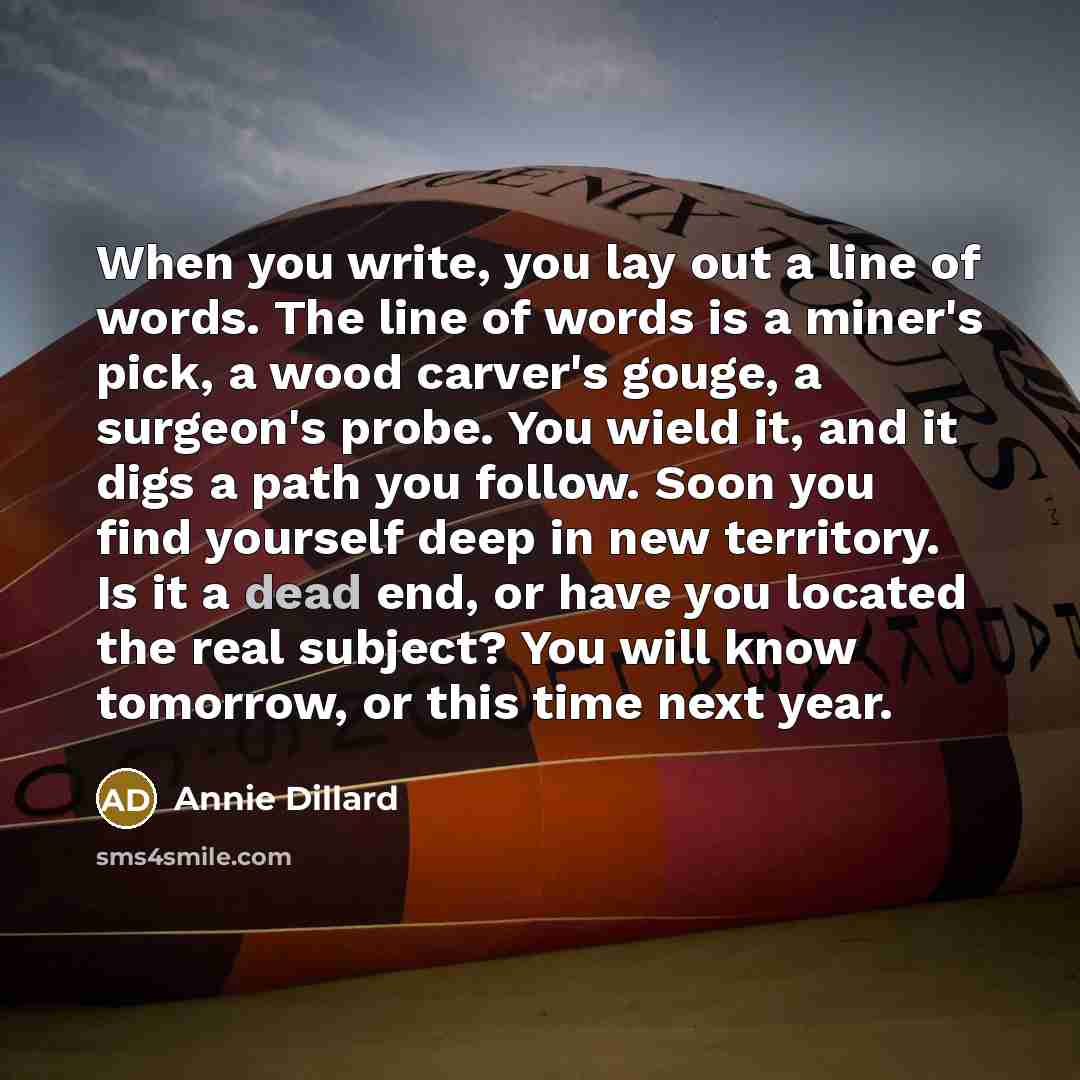 “When you write, you lay out a line of words.…” quote by Annie Dillard
