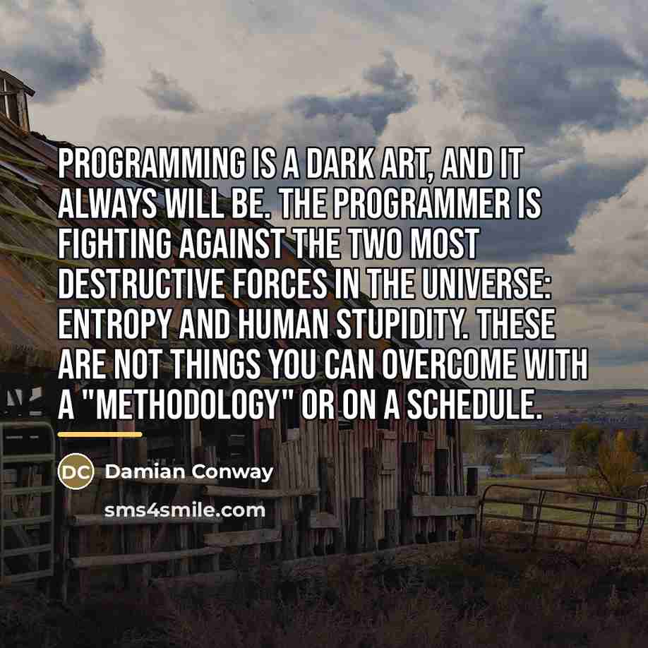 “Programming is a Dark Art, and it always will be.…” quote by Damian Conway