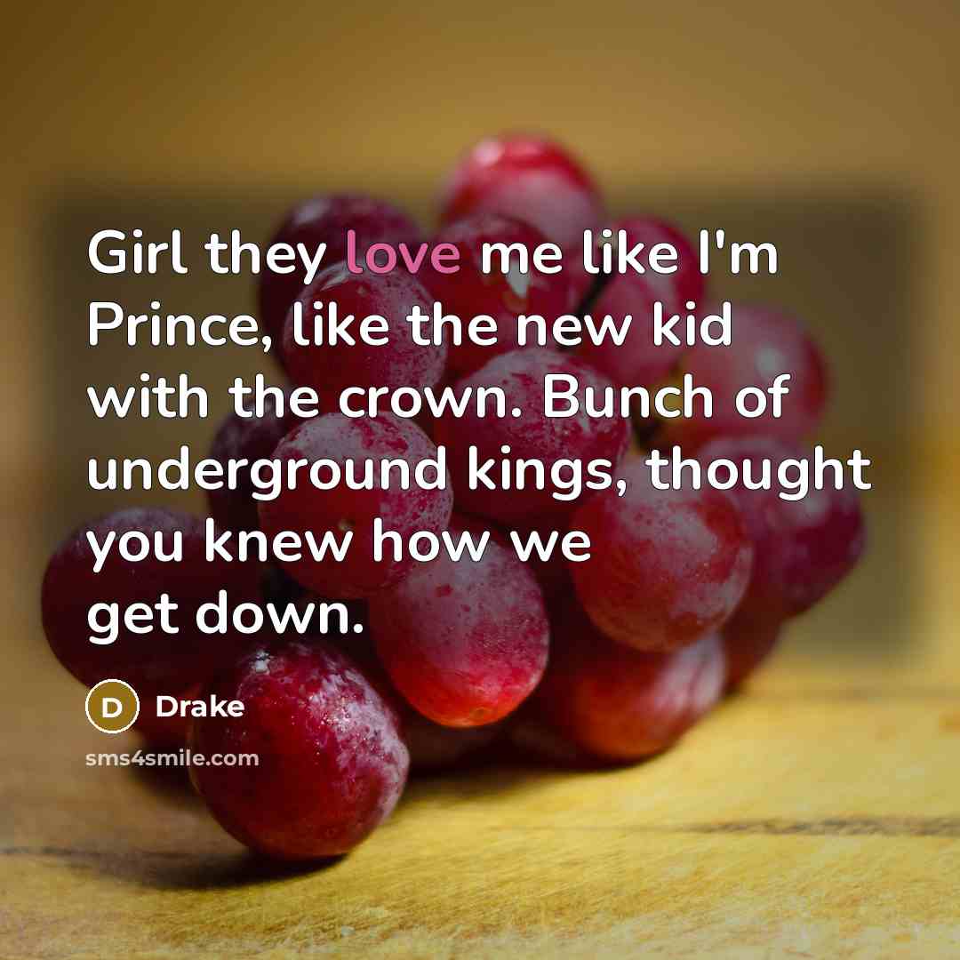 “Girl they love me like I'm Prince, like the new…” quote by Drake