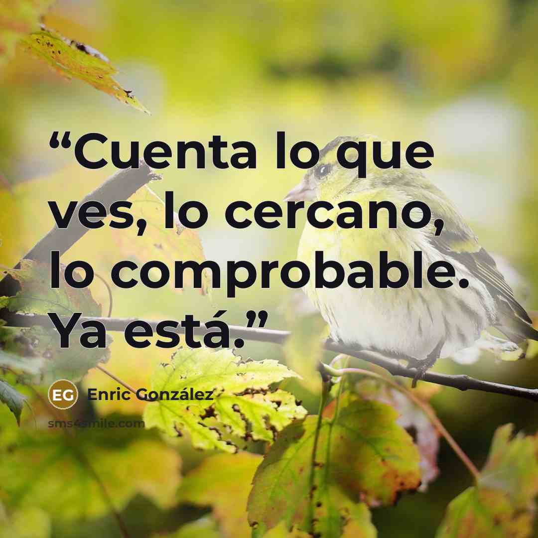 “Cuenta lo que ves, lo cercano, lo comprobable. Ya está.” quote by Enric González