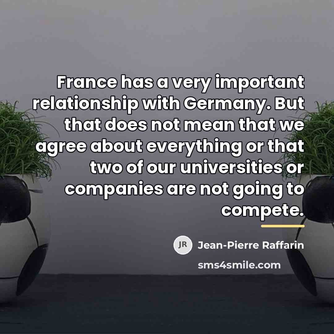 “France has a very important relationship with Germany. But that…” quote by Jean-Pierre Raffarin