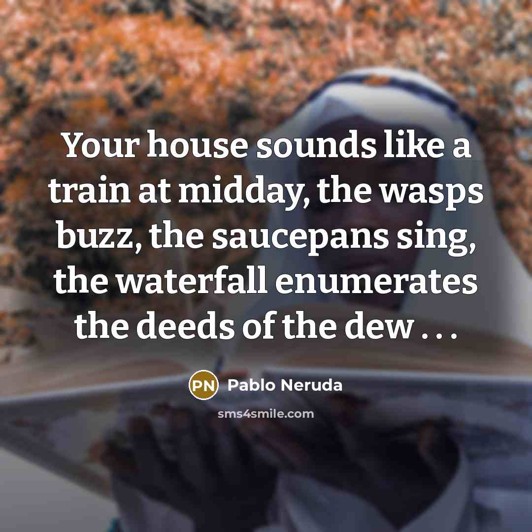 “Your house sounds like a train at midday, the wasps…” quote by Pablo Neruda