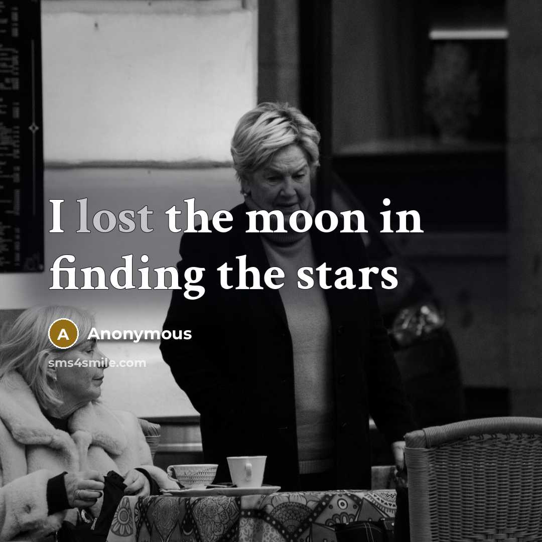 “I lost the moon in finding the stars…” quote by Anonymous