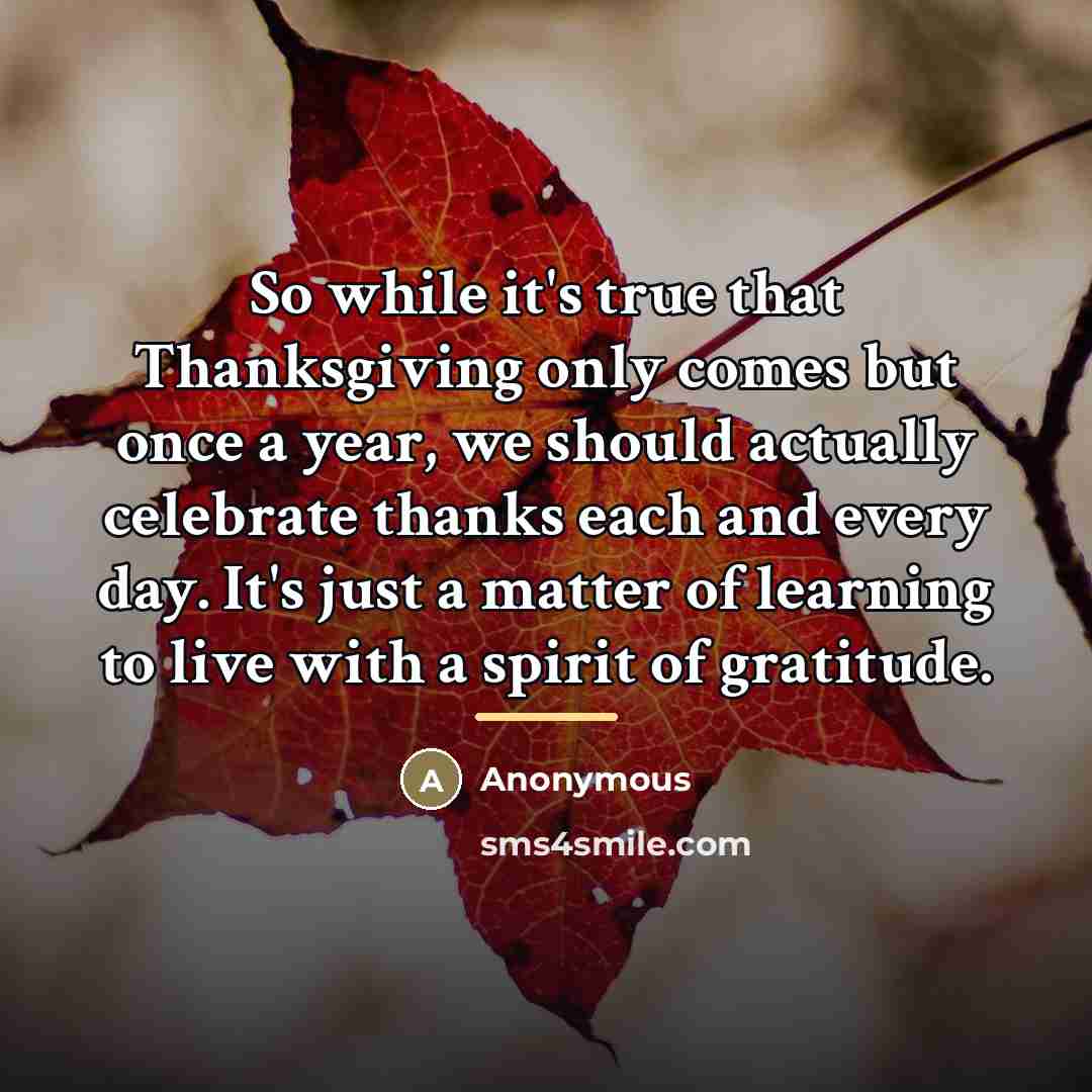 “So while it's true that Thanksgiving only comes but once…” quote by Anonymous